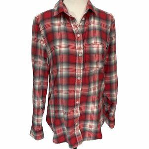 𝅺american Eagle♥️Amazingly Soft Boyfriend Shirt Red Plaid Sz Xs